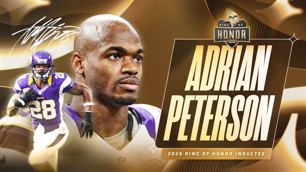 Adrian Peterson to Be Inducted Into Vikings’ Ring of Honor on Nov.&nbsp;9