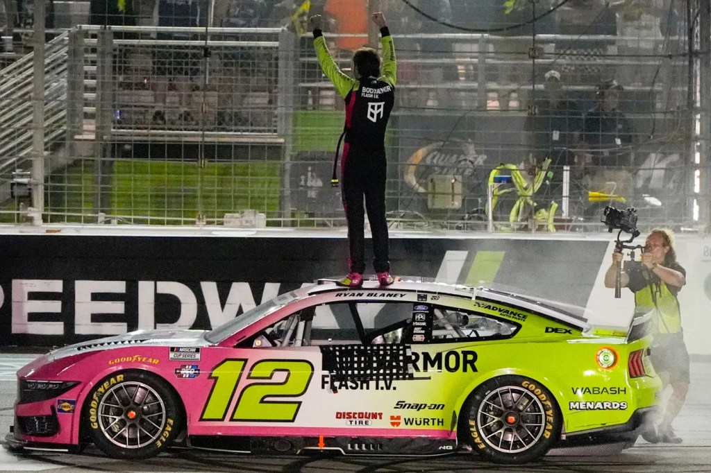 Ryan Blaney wins 3-wide battle on final lap of overtime in NASCAR Cup race in&nbsp;Atlanta