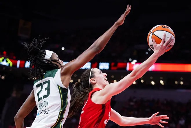 Caitlin Clark bounces into record books with 45 points and 10 assists